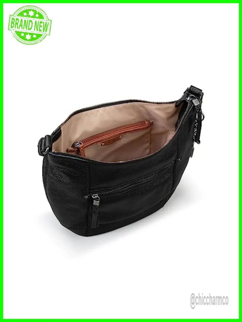 Leather Hobo Bag Large Slouchy Shoulder Purse Zip Pocket